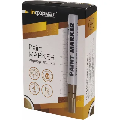 Маркер-краска INFORMAT PAINT PROFESSIONAL 4 мм, золото, круглый, нитро-основа KRR04Z