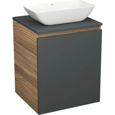 Тумба Bauedge Bau Dream Blackwood 50 графит, раковина BAU Spectrum mini 47х24 SD4019