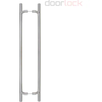 Дверная ручка скоба прямая Doorlock DL PHS09/32/2ст/900/1200 SS. Материал нержавеющая сталь, 2 стойки с изгибом под углом, двухсторонний комплект, диамет 73636