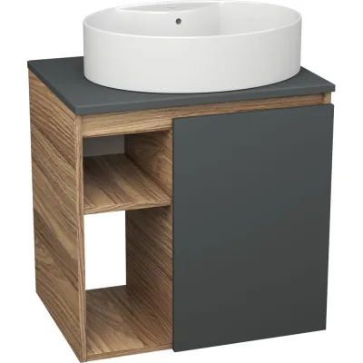 Тумба Bauedge Bau Dream Blackwood 60 правая, графит, раковина BAU Nimb 51х41 белая SD4339