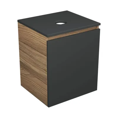Тумба Bauedge Bau Dream Blackwood 50 графит, раковина BAU Nimb 51x41 белая, смеситель Hotel Dream, нерж. сталь SD4154
