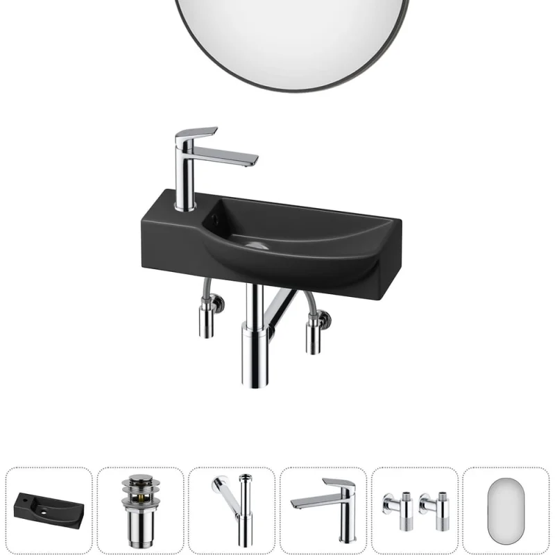 Комплект Wellsee 6 в 1 Lavinia Boho Bathroom Sink накладная/подвесная раковина 50x24 см 20219661R