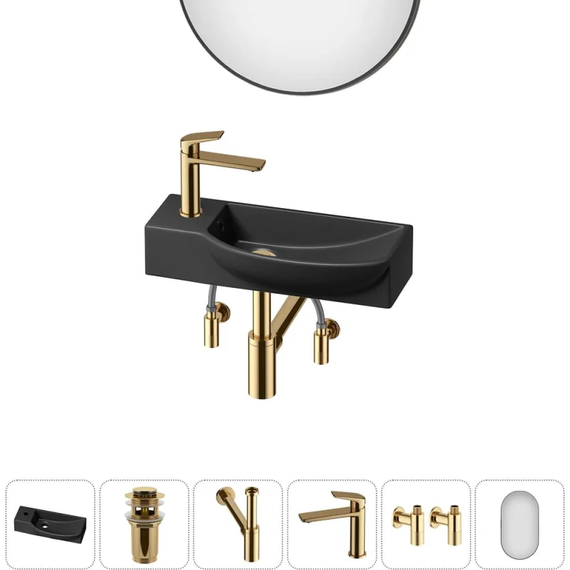 Комплект Wellsee 6 в 1 Lavinia Boho Bathroom Sink накладная/подвесная раковина 50x24 см 20219663R