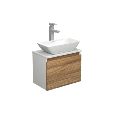 Комплект для ванной Bauedge 3 предмета (тумба Bau Dream Blackwood 50 + раковина чаша BAU Spectrum mini 47x24, белая, смеситель высокий Hotel Still) BD1600