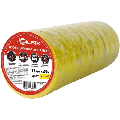 Изоляционная лента ПВХ Silfix 15 мм x 20 м желтая 10 шт SILFIX_1520yellow