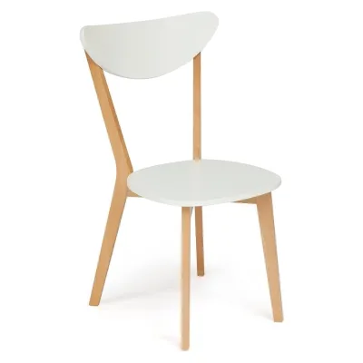 Стул Tetchair 2 шт., жесткое сиденье maxi (макси) каркас бук, сиденье, спинка - мдф, 86x48.5x54.5 см, белый + натуральный (бук) 10463