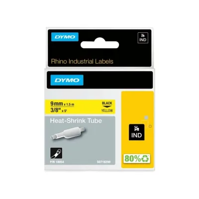 Картридж с термоусадочной трубкой Dymo S0718290 9 мм, 1.5 м, черный на желтой трубке DYMO18054