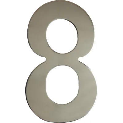 Самоклеящаяся цифра Скобяной малая, металлическая, хром, "8" 009855