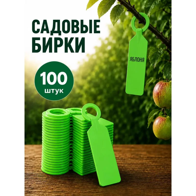 Садовая бирка навесная ДомСадМаркет для огорода цвет зеленые 100 шт 8677410069877