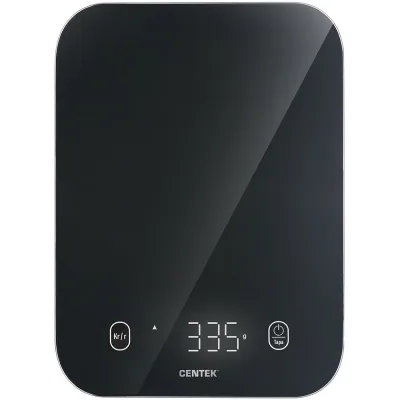 Кухонные весы Centek сенсор, 150x15x205 мм, max 5 кг, шаг 1 г, Авто Ноль/Выкл CT-2480 LED BLACK