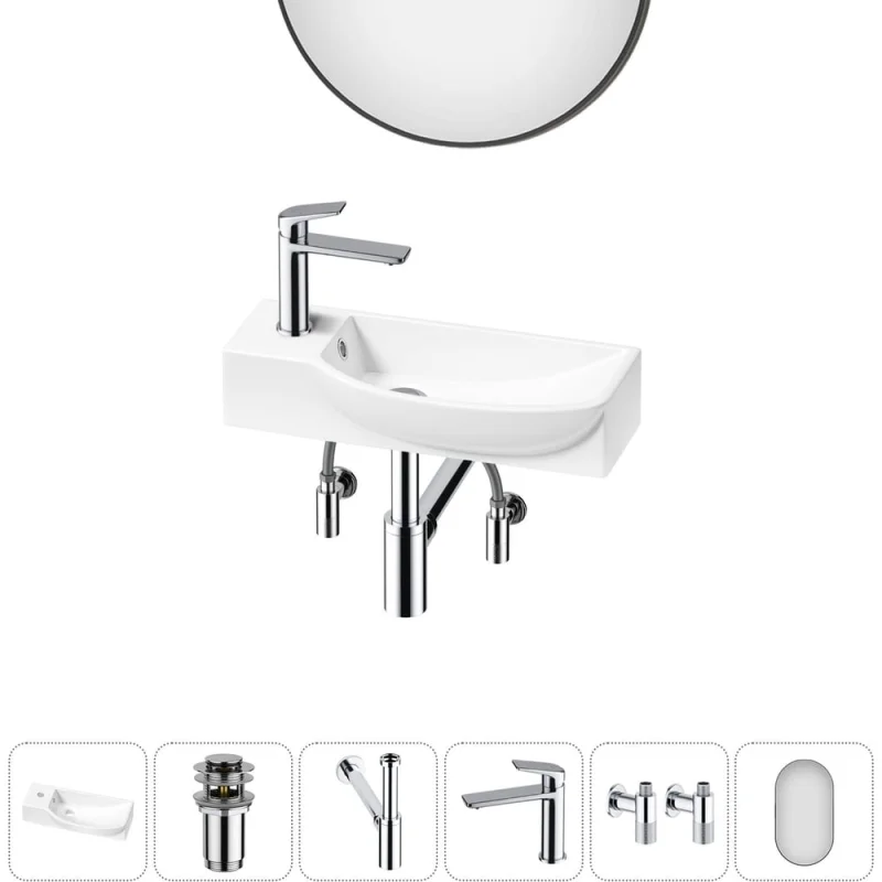 Комплект Wellsee 6 в 1 Lavinia Boho Bathroom Sink накладная/подвесная раковина 50x24 см 20219653R