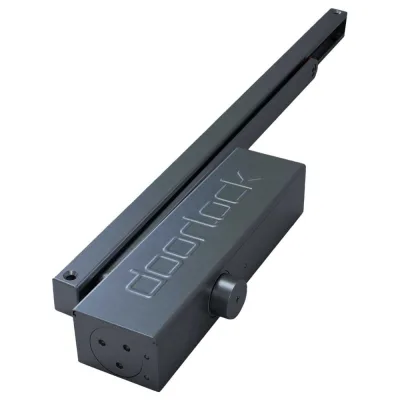 Доводчик Doorlock DL345S/N BC DA HO EN1-4 со скользящей тягой графит, с регулируемыми функциями тормоза открывания и задержки закрывания, 75586