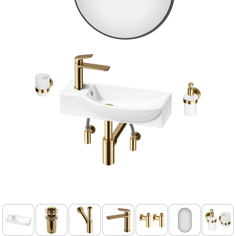 Комплект 7 в 1 Wellsee Bathroom Sink накладная/подвесная раковина 50x24 см состоит 20219659R