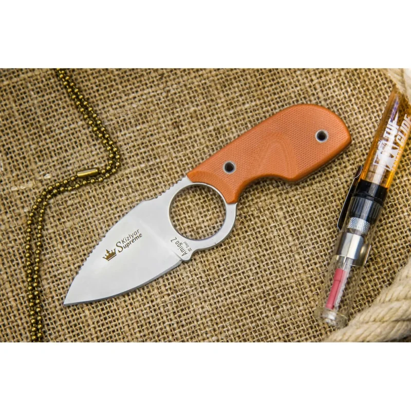 Туристический нож Kizlyar Supreme Amigo Z сталь D2, Satin, рукоять из оранжевого G10 4650065056199