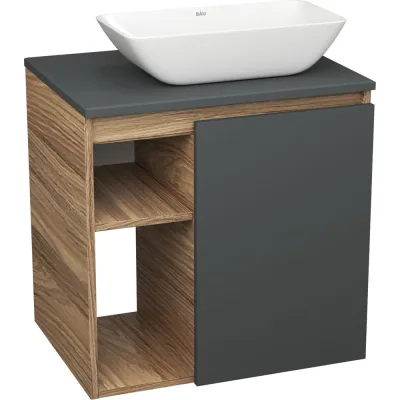 Тумба Bauedge Bau Dream Blackwood 60 правая, графит, раковина BAU Spectrum mini 47х24 SD4207