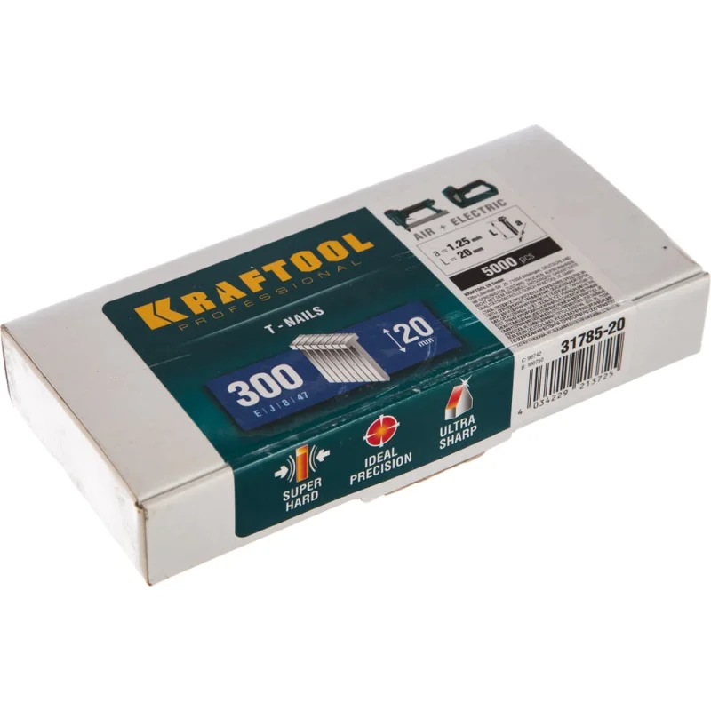 Гвозди для нейлера KRAFTOOL тип 18GA (47/300/F) 20 мм, 5000 шт, 31785-20