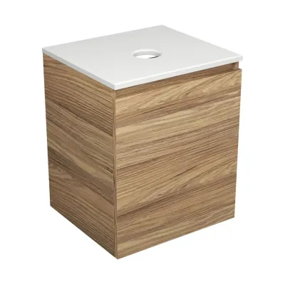 Тумба Bauedge Bau Dream Blackwood 50 с дверцей, раковина BAU Nimb 51x41 белая SD3151