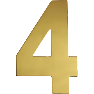 Самоклеящаяся цифра Скобяной малая, металлическая, золото, "4" 009841