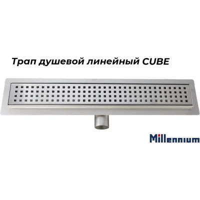 Душевой Трап (лоток) Millennium нерж. сталь, комбинир.затвор, 80см CUBE TLN0408 УТ000044759