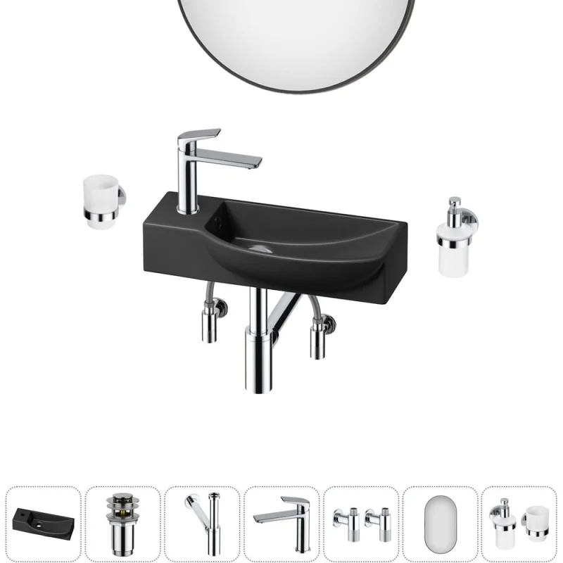 Комплект Wellsee 7 в 1 Lavinia Boho Bathroom Sink накладная/подвесная раковина 50x24 см 20219664R