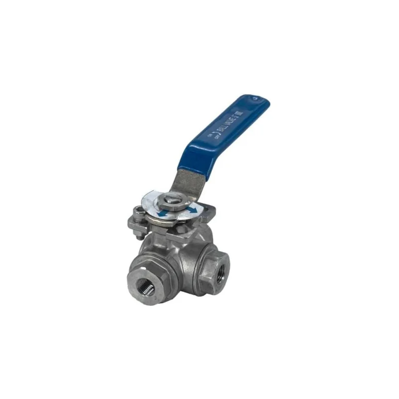 Кран шаровый трехходовой NEWKEY (L-тип) нержавеющий, AISI304 DN 8 (1/4"), (CF8), PN40 NK-BTl8/4