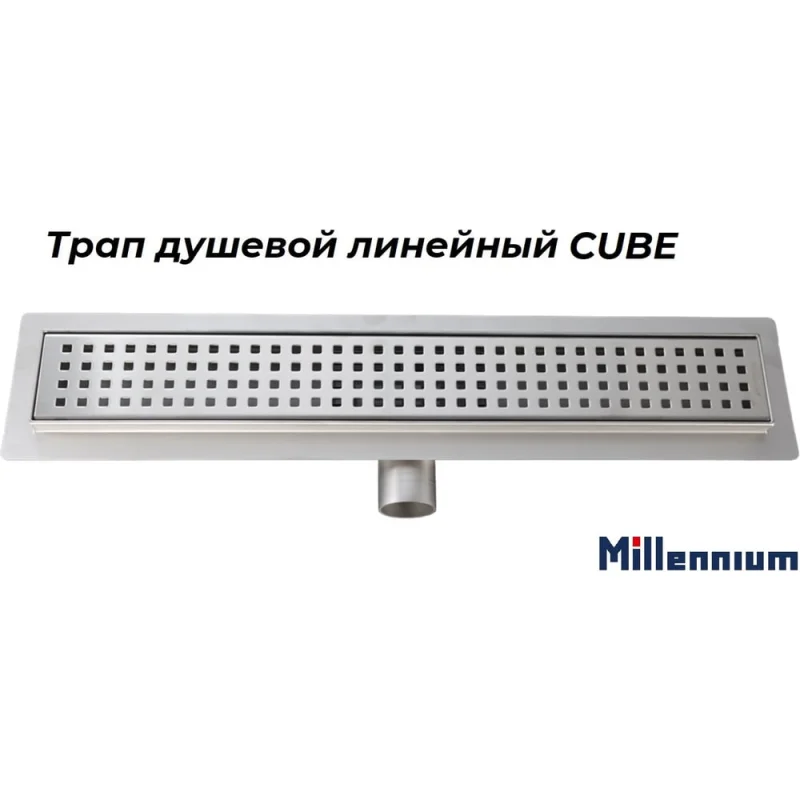 Душевой Трап (лоток) Millennium нерж. сталь, комбинир.затвор, 50см CUBE TLN0405 УТ000044756