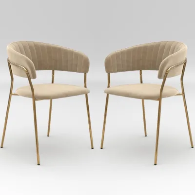 Стул Hesby Whispered Fusion бежевый, золотой комплект 2 шт, HSBI_DC72_beige_2