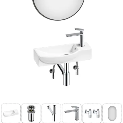 Комплект 6 в 1 Wellsee Bathroom Sink накладная/подвесная раковина 50x24 см состоит 20219667R