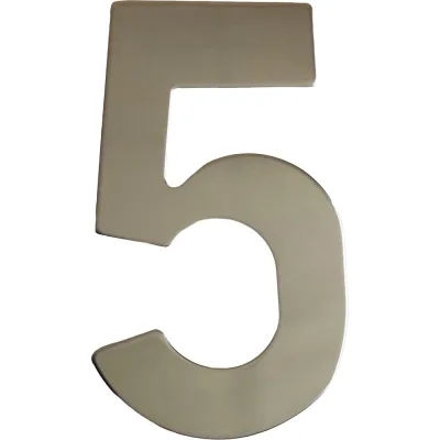 Самоклеящаяся цифра Скобяной малая, металлическая, хром, "5" 009852