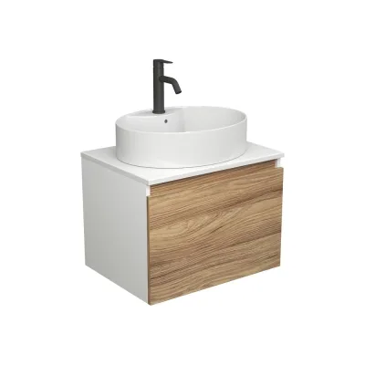 Комплект для ванной Bauedge 3 предмета (тумба подвесная Bau Blackwood 60 + раковина BAU 51x41, с отв. под см-ль, смеситель Dream Black, черный) BD2516