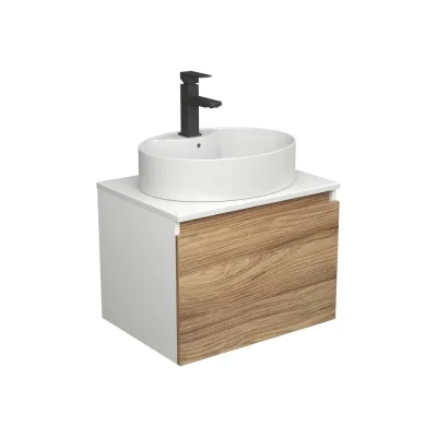 Комплект для ванной Bauedge 3 предмета (тумба подвесная Bau Blackwood 60 + раковина BAU 51x41, с отв. под см-ль, смеситель Hotel Black, черный) BD2514