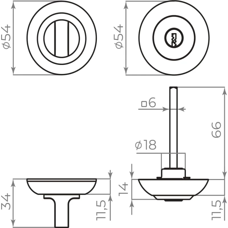 Ручка поворотная с фиксацией ключом AJAX BK6.FIX.JR AB-7 бронза 49811