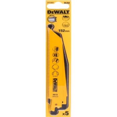 Полотно DEWALT DT2361, по металлу для сабельных пил биметаллическое, BiM, 152x1.8 мм, S922BF, 5 шт DT2361-QZ