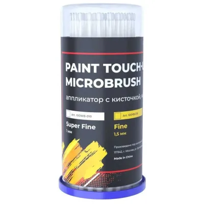 Набор апликаторов с кисточкой для сколов A1 Paint Microbrush White 1мм цвет белый, 100шт 100WB-010