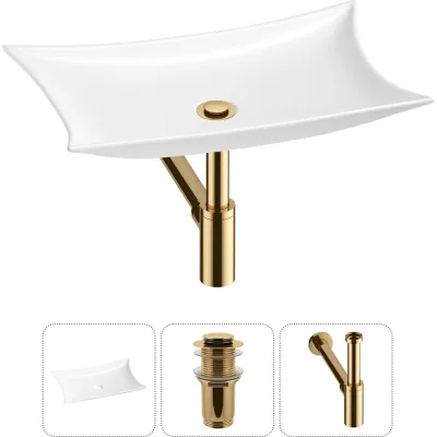 Комплект 3 в 1 Wellsee Bathroom Sink накладная раковина 59x39 см, состоит из 3331111 20215293R