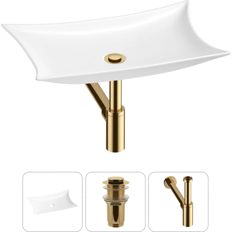 Комплект 3 в 1 Wellsee Bathroom Sink накладная раковина 59x39 см, состоит из 3331111 20215293R