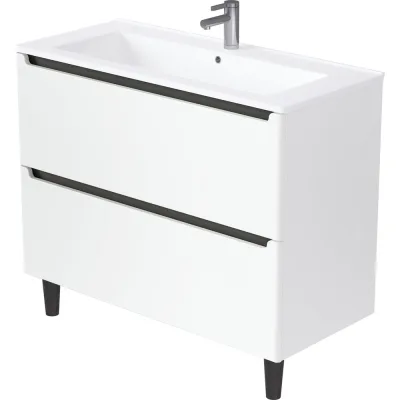 Тумба с раковиной 1Marka Mona 100Н 1010x890x460 мм, 2 ящика, белая Ц0000043673