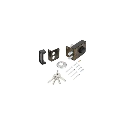 Накладной замок Marlok ЗН 1-3-1, 2 ригеля, корпус - металл+пластик, бронза 020597