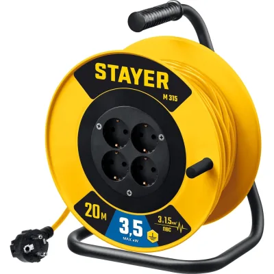 Силовой удлинитель на катушке STAYER M 315 ПВС 3x1.5 20м 3500Вт 55078-20_z01