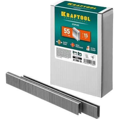 Скобы для степлера KRAFTOOL тип 18GA (55/90/C) 15 мм, 5000 шт, 31789-15