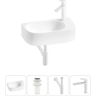 Комплект 4 в 1 Wellsee Bathroom Sink накладная/подвесная раковина 40x22 см, состоит 20216312R
