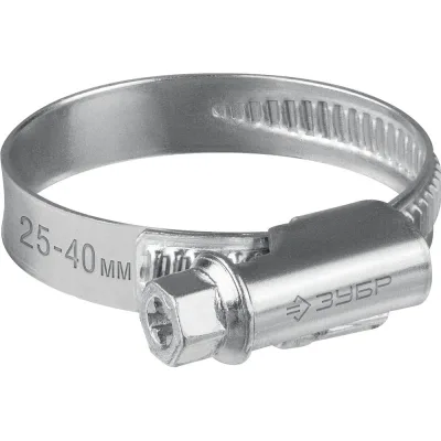 Червячный хомут ЗУБР Х-9н 25-40 мм, оцинкованный, 50 шт. 37807-40