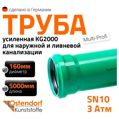 Труба ливневой канализации Ostendorf 160х5000 мм 770580