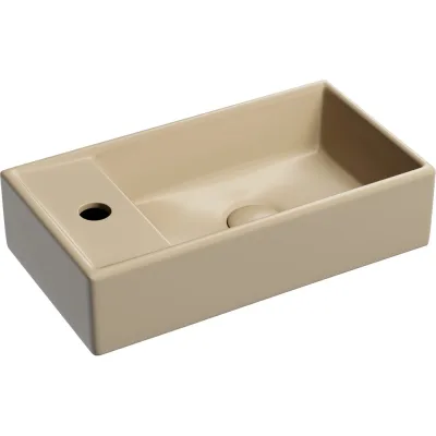 Умывальник подвесной прямоугольный Ceramicanova Element чаша справа, отверстие под смеситель слева, капучино матовый, 407х217х100 мм CN6051RMC