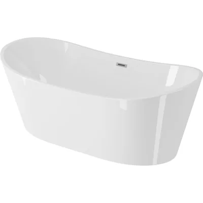 Ванна отдельностоящая акриловая Bauedge BAU Omega 1500x750 мм, белая, в комплекте со сливом-переливом TY1004