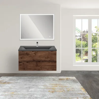 База под раковину VINCEA Mia 900 подвесная, 2 выкатных ящика soft close, R.Wood VMC-2MA900RW