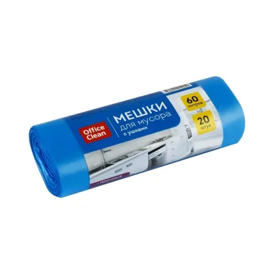 Мешки для мусора 60 л, ПНД, 60х76 см, 14 мкм, 20 шт, прочные OfficeClean 344043