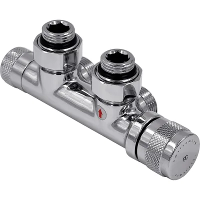 PRIMOCLIMA Узел нижнего подключения Primoclima Armature Lunar термостатический, угловой, правый 1/2х3/4Е, Хром PCART890AC