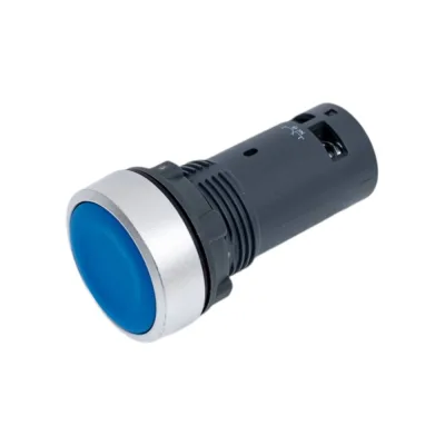 Кнопка Systeme Electric SB7 моноблочная, 22мм, синяя, с возвратом, металл, 1НО+1НЗ, IP65 SB7EA65