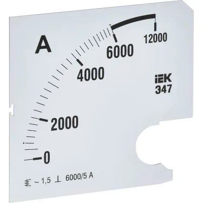 Шкала сменная для амперметра IEK э47 6000/5а-1,5 96x96мм IPA20D-SC-6000